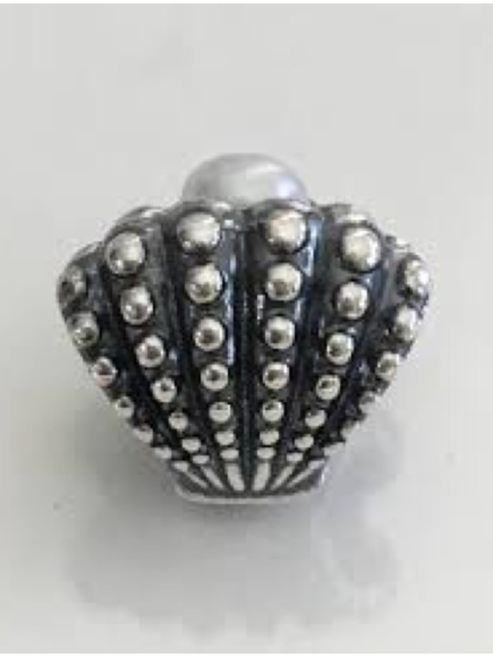 Pandora Rare Retired One of Kind Clam Shell Freshwater Pearl Charm Sterling Silv